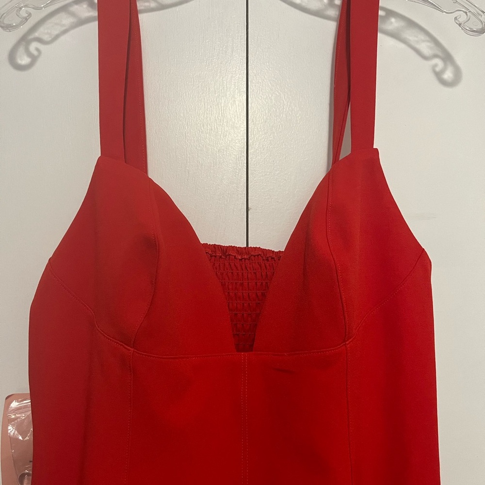 BHLDN Red Cocktail Midi Dress